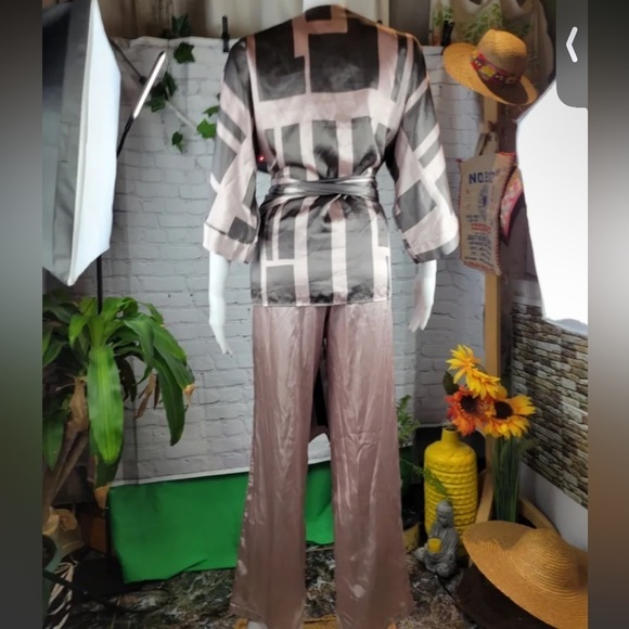 LA SENZA 2-piece satin-like robe kimono, lounge pants - Picture 2 of 5